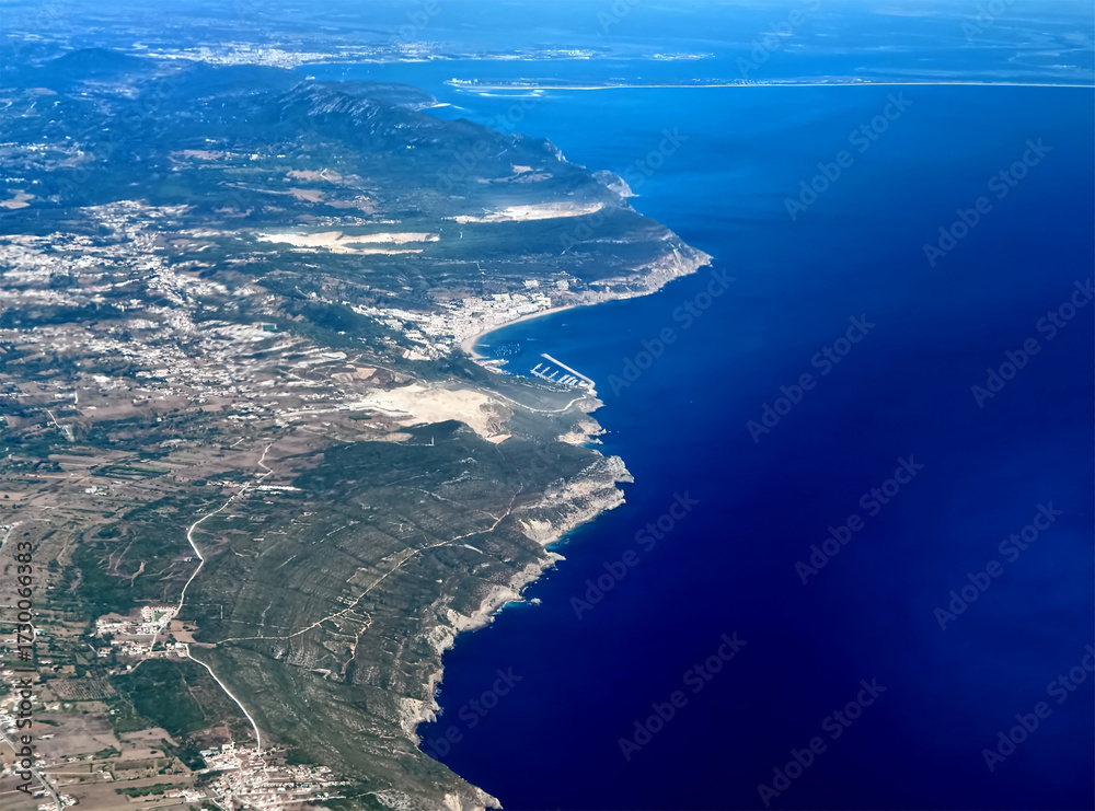 Fototapeta premium Aerial view of the Centro region of Portugal near Setubal