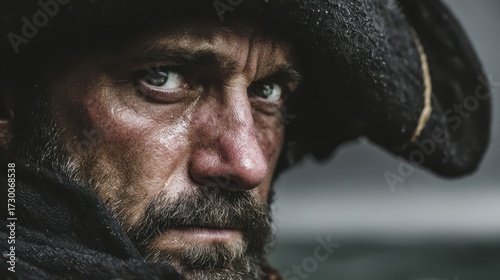Rugged man with intense gaz...