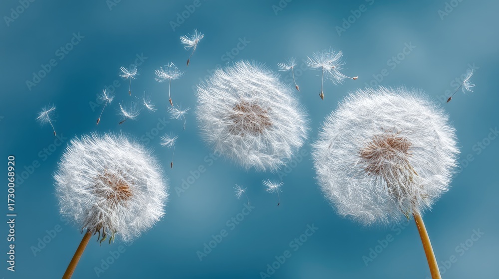 Obraz premium Dandelions floating in air