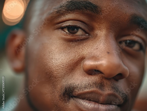 Close-up of a man's face wi...