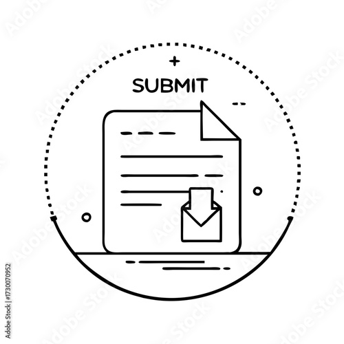 Vector art of submit document icon with text and arrow