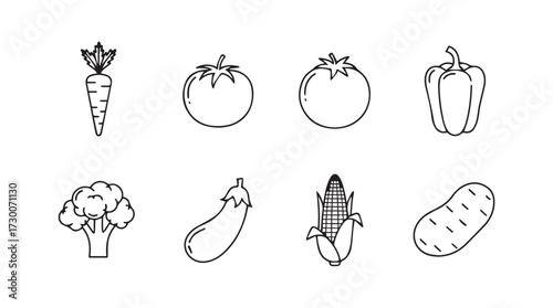 Collection of fresh hand drawn vegetables doodle icons set healthy food organic produce vector
