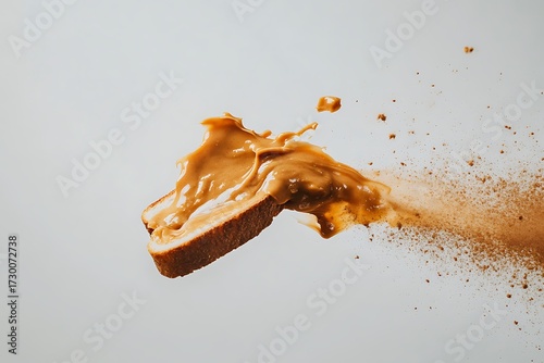 A slice of toast served alongside an open jar of peanut butter.