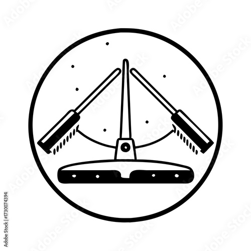 Vector art of stylized illustration of a vacuum cleaner head with two brushes