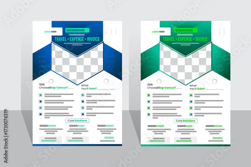 Flyer design template for travel and print layout illustration