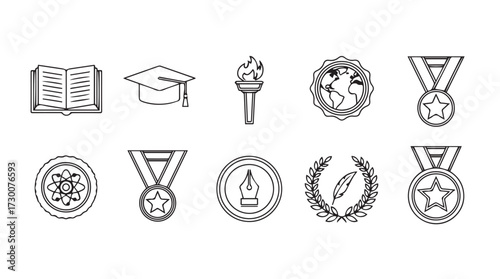 Academic achievement and educational symbols hand drawn sketch icons for learning and success vector