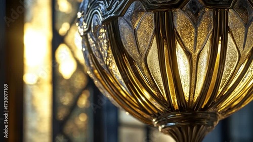 A close-up view of a light hanging from a ceiling