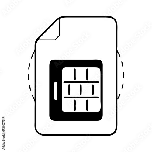Vector art of simple line art icon of a sim card