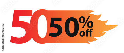 Hot 50% Off Flash Sale Tag , Trendy Dynamic Vector, Trendy 50% Off flash sale vector, perfect for urgent retail promotions