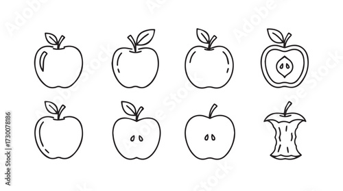 Hand drawn apple collection fresh fruit illustrations isolated elements for design vector