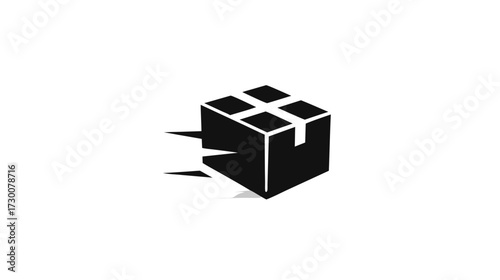 Fast express delivery shipping box icon with motion lines. Quick package logistics symbol for e-commerce and global transport.