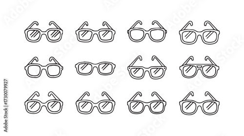Diverse collection of eyewear styles showcasing modern sunglass and spectacle designs vector