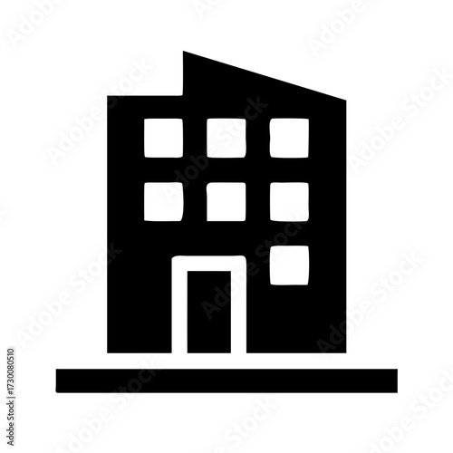 Modern apartment building icon silhouette residential condo real estate housing property