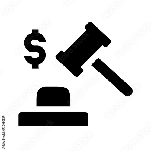 Icon of auction gavel and dollar sign representing bidding and sales opportunity