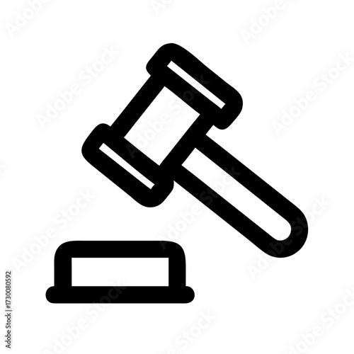 Icon of a gavel striking a block symbolizing justice auctions legal proceedings and judgment in a courtroom
