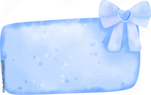 Cute Blue Tag with Ribbon Bow and Heart Decoration Illustration