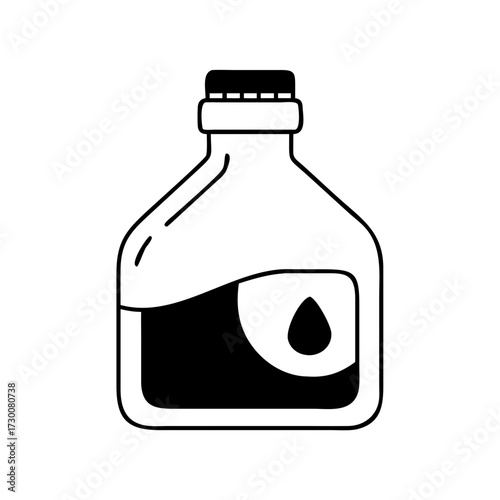 Illustration of a bottle with oil, perfect for representing fuel, lubrication, or industrial fluid in designs