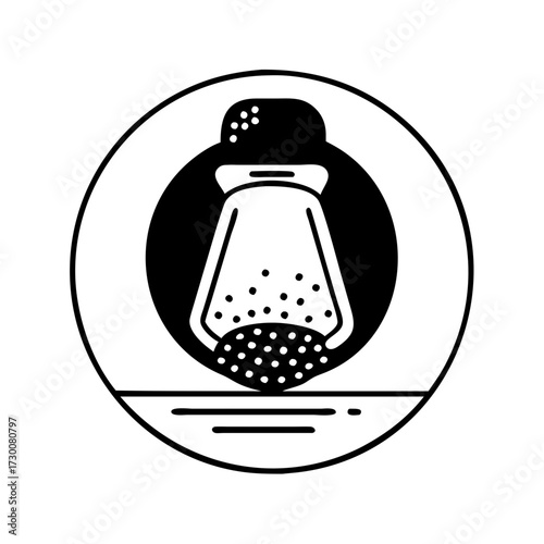 Vector art of icon of a salt shaker with salt pouring out, isolated on a, symbolizing seasoning and flavor in cooking and dining