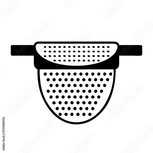 Vector art of simple black and white illustration of a colander