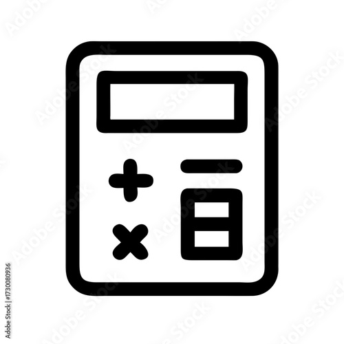 Simple line icon of a mortgage calculator displaying numbers and basic math functions