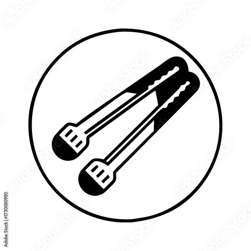 Vector art of black and white icon of kitchen tongs