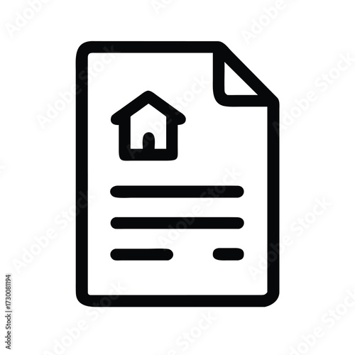 Simple icon of a property deed or real estate title document with house symbol