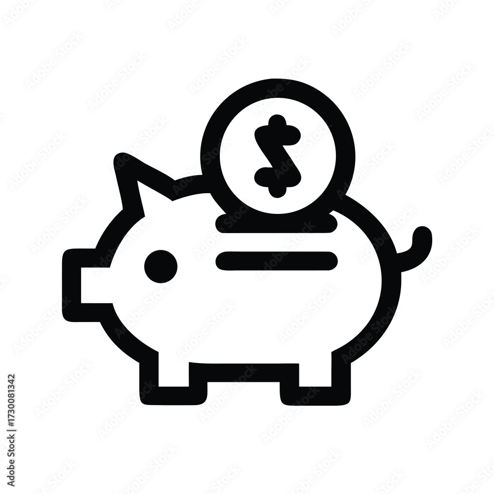 Obraz premium Piggy bank icon with dollar coin symbol representing savings investment and financial growth