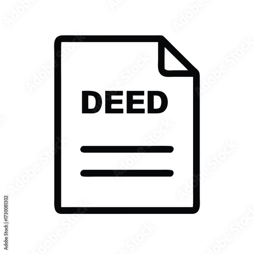 Simple icon of a deed document with bold 'deed' text and lined space