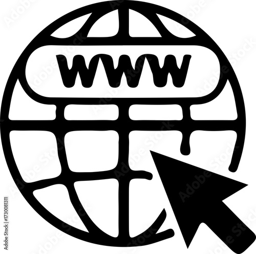 Global Internet Connection Icon – Globe with Cursor Symbol