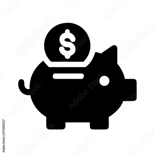 Piggy bank with dollar coin symbol iconic representation of saving money and financial growth