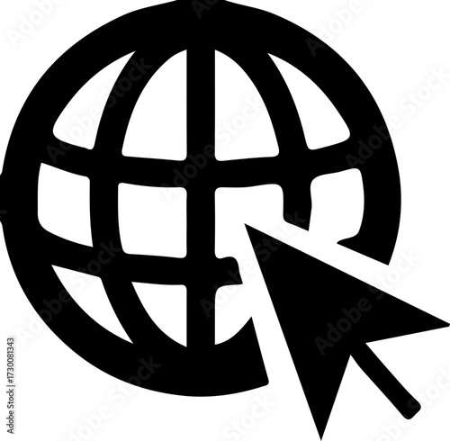 Global Internet Connection Icon – Globe with Cursor Symbol
