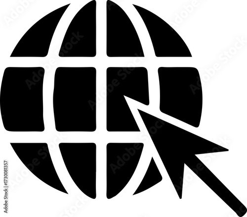 Global Internet Connection Icon – Globe with Cursor Symbol