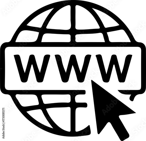 Global Internet Connection Icon – Globe with Cursor Symbol