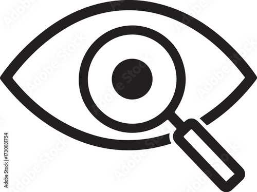 Magnifier with Eye Icon – Investigate, Search, and Vision Symbol for Web and Mobile