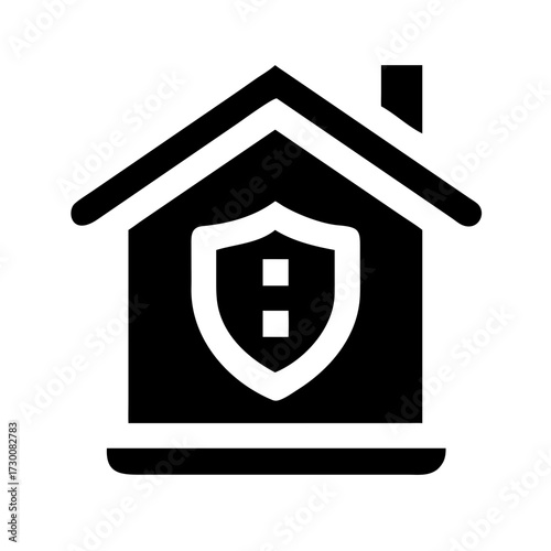 Home security system icon a shield protecting a house symbolizing safety and protection