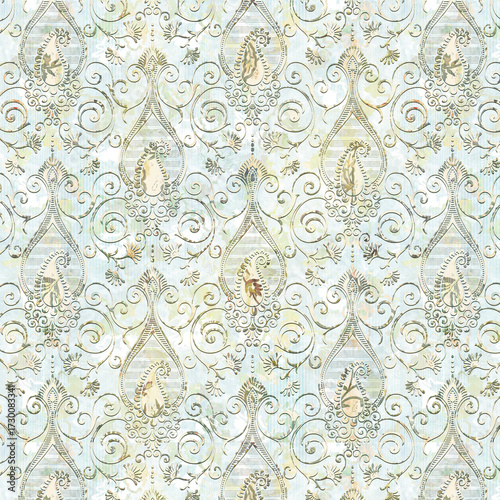 colorful damask seamless backgrounds for digital textile prints.