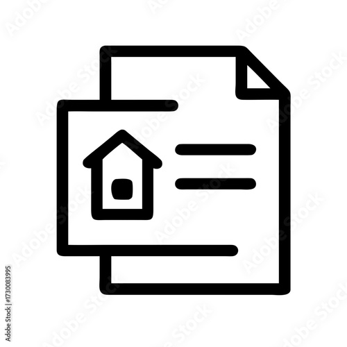 Simple icon of mortgage application document with house symbol for real estate and loan concepts