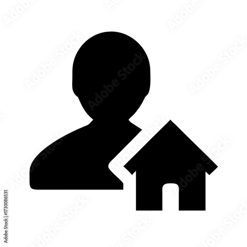 Real estate agent realtor silhouette icon person with house symbol for property services and home buying