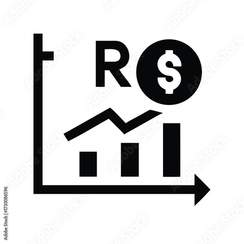 Return on investment growth chart icon showing financial success and profitability metrics