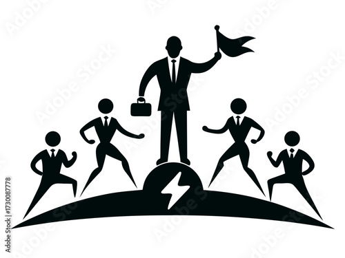 Agile leadership vector black silhouette design