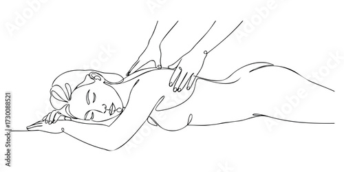 
A vector outline silhouette of a girl receiving a back massage
