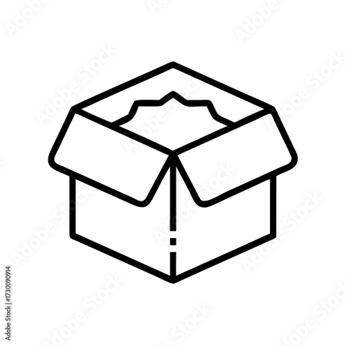 Sealed packaging box with open flap in minimalist design  