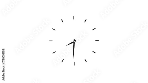 Clock spinning, watch animation on white background with alpha channel. Clock icon flat style. 12 hours clock dial , twenty-four hours time lapse animation. Analog clock spinning animation.