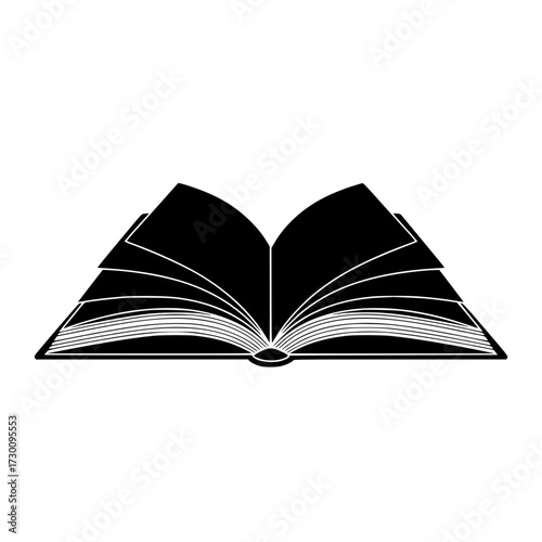 Vector art of silhouette of an open book a symbol of knowledge, learning, and the power of education in literature, history, and cultural heritage