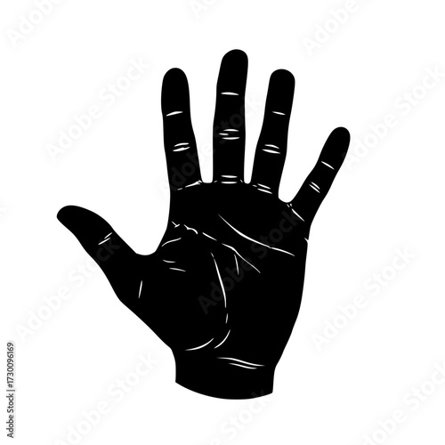 Vector art of a stylized hand with fingers spread, , conveying a sense of openness, greeting, or gesture, rendered in a clean and graphic style for clarity