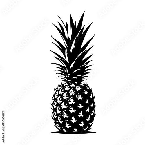 Vector art of pineapple illustration, showcasing the tropical fruits spiky crown and textured body, capturing the essence of summer and exotic flavors