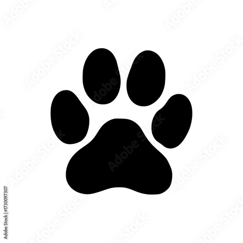 Vector art of a captivating black paw print, symbolizing animal companionship, natures beauty, and the enduring bond between humans and their beloved furry friends