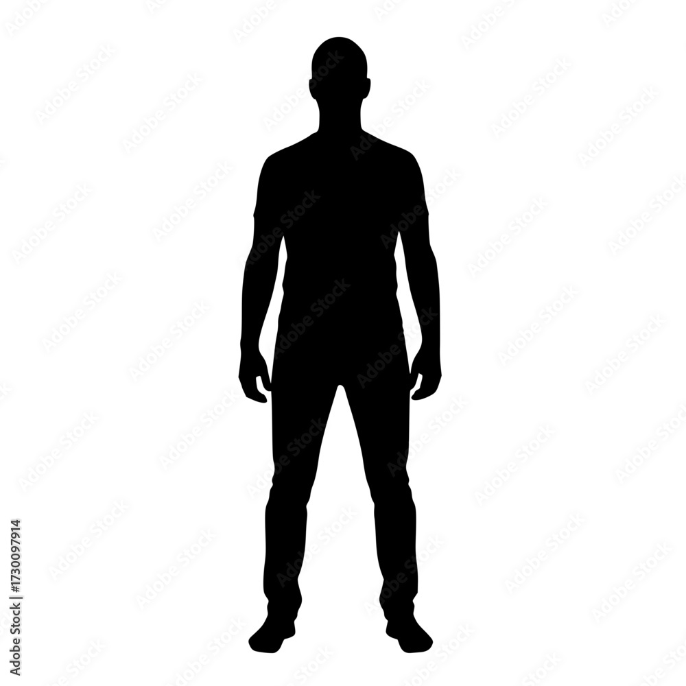 Fototapeta premium Vector art of silhouette of a man standing tall, the figure exudes confidence and strength, captured in a stark, contrasting form against the bright backdrop