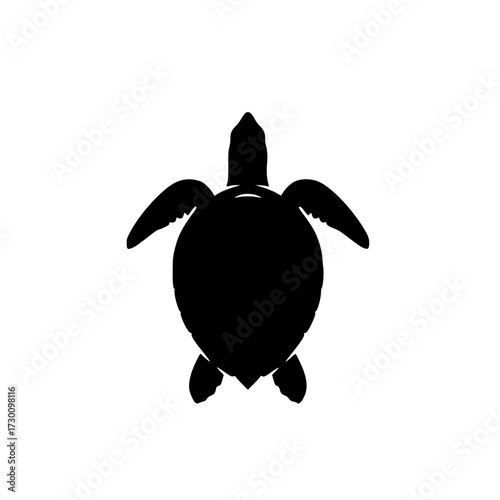 Vector art of a simple yet elegant silhouette of a sea turtle, embodying grace, tranquility, and the beauty of marine life in its purest form