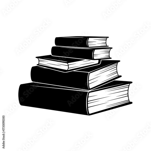 Vector art of a stack of books, , representing knowledge, learning, and the timeless appeal of literature in a simple yet elegant composition